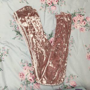 Pink velvet leggings